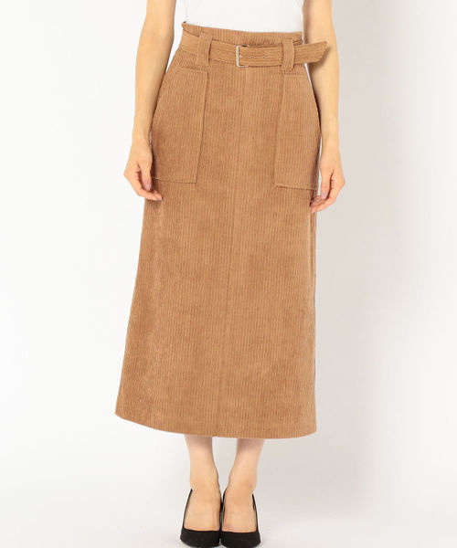 SHIPS（シップス）の「コーデュロイベルトスカート（スカート・レディース・ネイビー/オフホワイト/キャメル・38/36）」の4枚目の写真