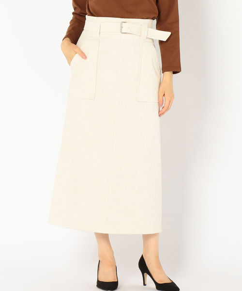 SHIPS（シップス）の「コーデュロイベルトスカート（スカート・レディース・ネイビー/オフホワイト/キャメル・38/36）」の7枚目の写真