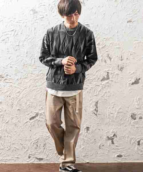 MinoriTY（マイノリティ）の「レトロダイヤ柄クルーニット（ニット/セーター・メンズ・杢グレー/ブラウン/グリーン/ネイビー・M/L）」の16枚目の写真