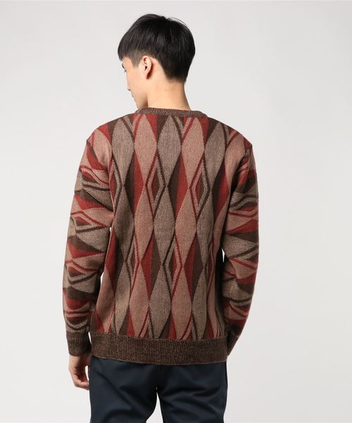 MinoriTY（マイノリティ）の「レトロダイヤ柄クルーニット（ニット/セーター・メンズ・杢グレー/ブラウン/グリーン/ネイビー・M/L）」の9枚目の写真