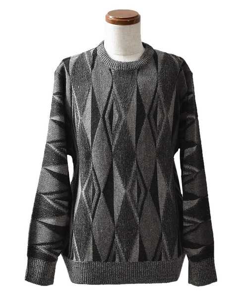 MinoriTY（マイノリティ）の「レトロダイヤ柄クルーニット（ニット/セーター・メンズ・杢グレー/ブラウン/グリーン/ネイビー・M/L）」の13枚目の写真
