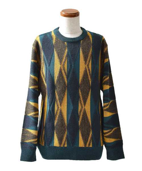 MinoriTY（マイノリティ）の「レトロダイヤ柄クルーニット（ニット/セーター・メンズ・杢グレー/ブラウン/グリーン/ネイビー・M/L）」の17枚目の写真