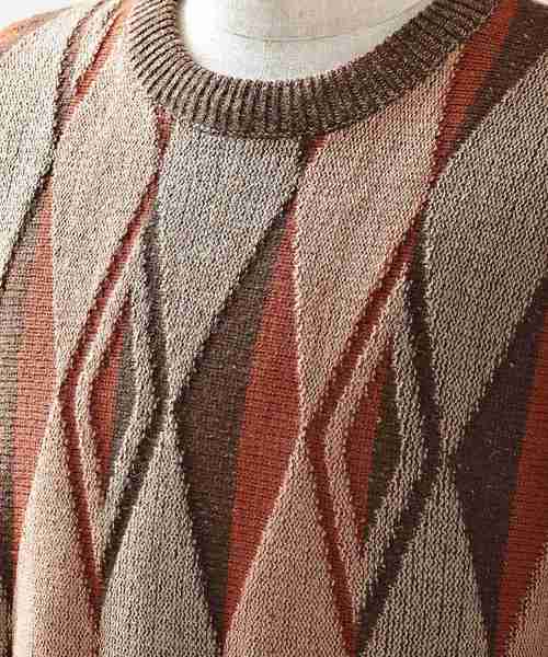 MinoriTY（マイノリティ）の「レトロダイヤ柄クルーニット（ニット/セーター・メンズ・杢グレー/ブラウン/グリーン/ネイビー・M/L）」の8枚目の写真