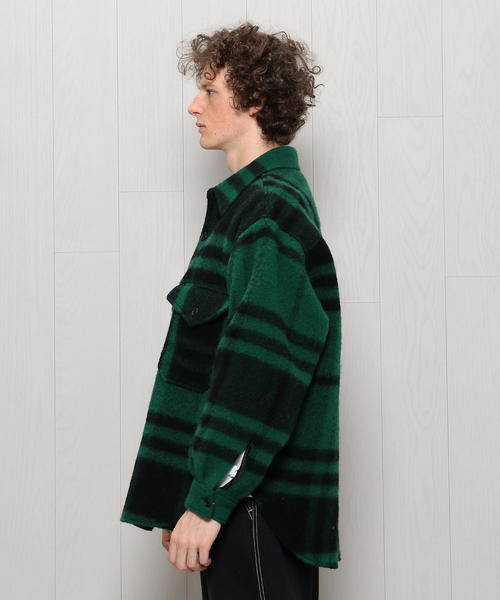 H　BEAUTY&YOUTH UNITED ARROWS（エイチビューティーアンドユースユナイテッドアローズ）の「＜H＞WOOLEN CHECK CPO SHIRT/シャツ（シャツ/ブラウス・メンズ・ダークグリーン/ベージュ/ロイヤルブルー・LARGE/MEDIUM/SMALL）」の12枚目の写真