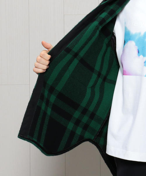 H　BEAUTY&YOUTH UNITED ARROWS（エイチビューティーアンドユースユナイテッドアローズ）の「＜H＞WOOLEN CHECK CPO SHIRT/シャツ（シャツ/ブラウス・メンズ・ダークグリーン/ベージュ/ロイヤルブルー・LARGE/MEDIUM/SMALL）」の8枚目の写真