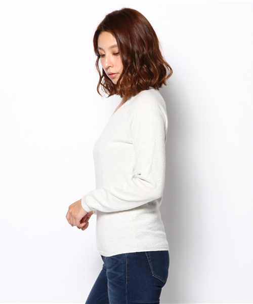 BEAUTY&YOUTH UNITED ARROWS（ビューティーアンドユースユナイテッドアローズ）の「BYTF キリカエラメ ラウンドネックプルオーバー ◆（ニット/セーター・レディース・ホワイト/ライトグレー/モカ/ライトピンク・フリー）」の6枚目の写真