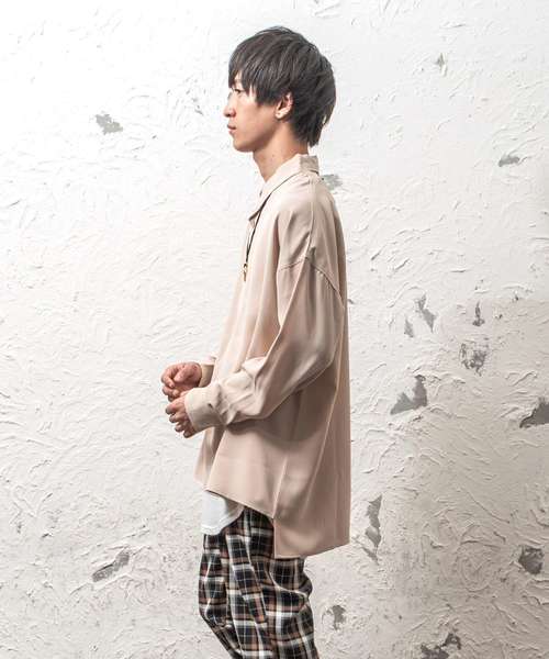 MinoriTY（マイノリティ）の「ショールカラープルオーバーシャツ ビッグシルエット（シャツ/ブラウス・メンズ・ネイビー/グレー/ベージュ・M/L）」の7枚目の写真