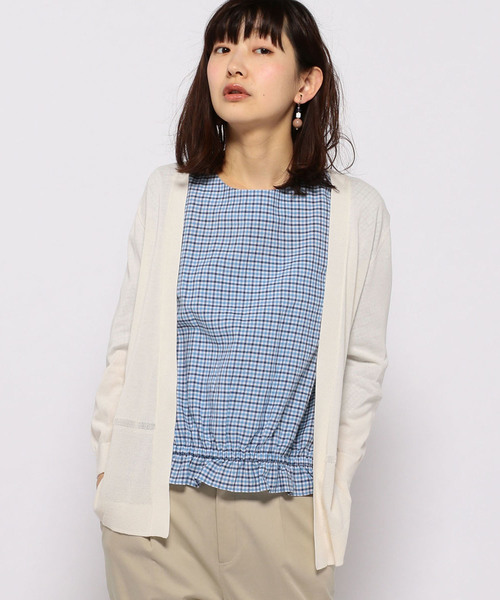 DECOY SINCE 1981（デコイシンスイチキュウハチイチ）の「◇カタログ掲載◇裾透かし編みカーディガン（カーディガン/ボレロ・レディース・ネイビー/グレー/ライトグリーン/アイボリー・LL/L size/M size）」の2枚目の写真