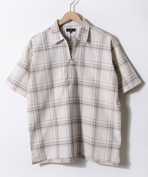 ZIP FIVE(ジップファイブ)の「【ZIP FIVE】【クールドライタッチ素材】 リネンハーフジップ半袖シャツ(Tシャツ/カットソー・メンズ・ホワイト/ブラック/ベージュ/ネイビー/カーキ/サックスブルー/ブラック系その他/ベージュ系その他/ブルー系その他/ブルー系その他2・MEDIUM/LARGE/X-LARGE)」の5枚目の写真