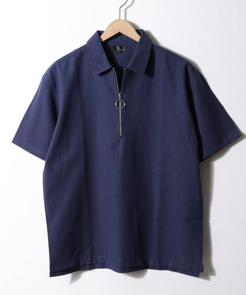 ZIP FIVE(ジップファイブ)の「【ZIP FIVE】【クールドライタッチ素材】 リネンハーフジップ半袖シャツ(Tシャツ/カットソー・メンズ・ホワイト/ブラック/ベージュ/ネイビー/カーキ/サックスブルー/ブラック系その他/ベージュ系その他/ブルー系その他/ブルー系その他2・MEDIUM/LARGE/X-LARGE)」の7枚目の写真