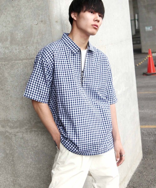 ZIP FIVE(ジップファイブ)の「【ZIP FIVE】【クールドライタッチ素材】 リネンハーフジップ半袖シャツ(Tシャツ/カットソー・メンズ・ホワイト/ブラック/ベージュ/ネイビー/カーキ/サックスブルー/ブラック系その他/ベージュ系その他/ブルー系その他/ブルー系その他2・MEDIUM/LARGE/X-LARGE)」の10枚目の写真