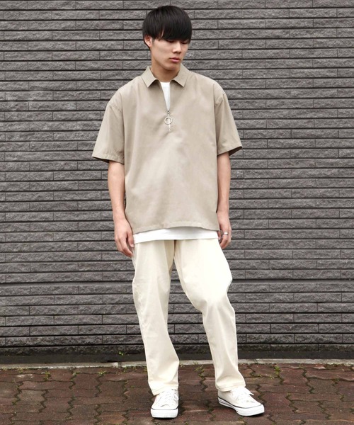 ZIP FIVE(ジップファイブ)の「【ZIP FIVE】【クールドライタッチ素材】 リネンハーフジップ半袖シャツ(Tシャツ/カットソー・メンズ・ホワイト/ブラック/ベージュ/ネイビー/カーキ/サックスブルー/ブラック系その他/ベージュ系その他/ブルー系その他/ブルー系その他2・MEDIUM/LARGE/X-LARGE)」の16枚目の写真