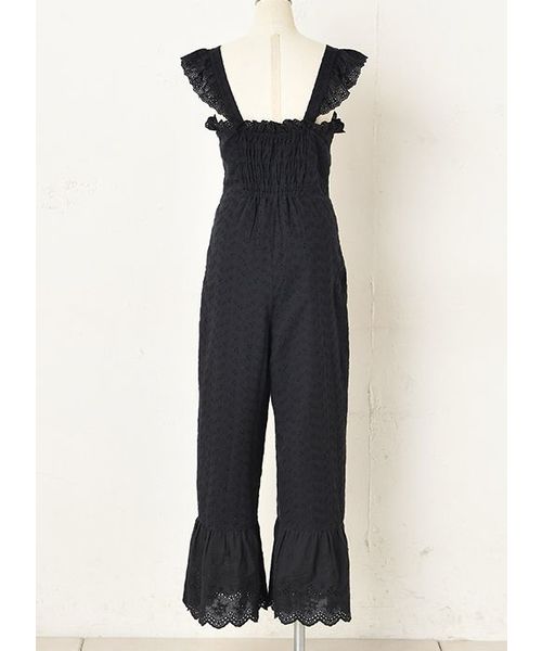 one after another NICE CLAUP（ワンアフターアナザーナイスクラップ）の「コットンレースサロペット（サロペット/オーバーオール・レディース・ブラック/アイボリー・FREE）」の13枚目の写真