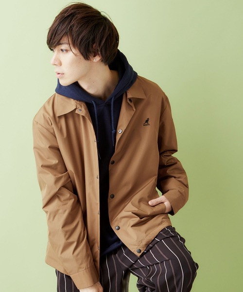 KANGOL(カンゴール)の「▽WEB限定 MONO-MART×KANGOL 別注 オーバーサイズ コーチジャケット(その他アウター)」|イエロー系その他