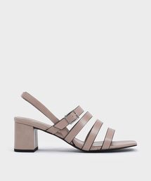 ストラッピーブロックヒール スリングバックサンダル / Strappy Block Heel Slingback Sandals