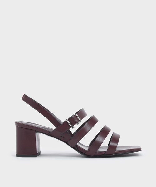 CHARLES & KEITH(チャールズ & キース)の「ストラッピーブロックヒール スリングバックサンダル / Strappy Block Heel Slingback Sandals(サンダル・レディース・マルチ/アイボリー/プラム・22.5cm/23cm/23.5cm/24.5cm/25cm/25.5cm)」の2枚目の写真