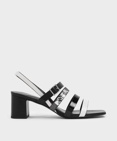 CHARLES & KEITH(チャールズ & キース)の「ストラッピーブロックヒール スリングバックサンダル / Strappy Block Heel Slingback Sandals(サンダル・レディース・マルチ/アイボリー/プラム・22.5cm/23cm/23.5cm/24.5cm/25cm/25.5cm)」の3枚目の写真