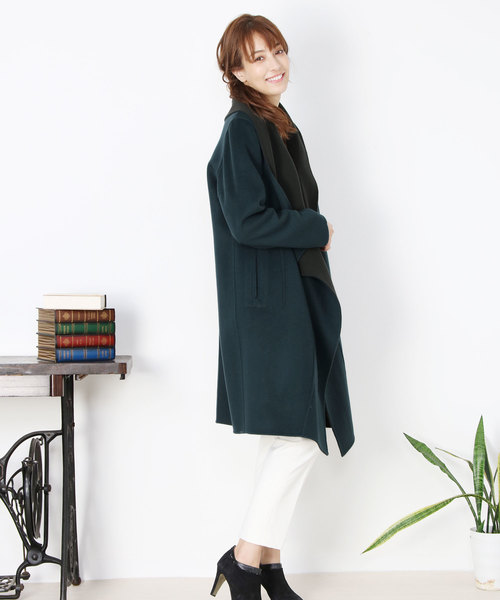 Filomo（フィローモ）の「[Filomo]カシミヤブレンドウールラップコート（その他アウター・レディース・ネイビー/オリーブ・FREE）」の4枚目の写真