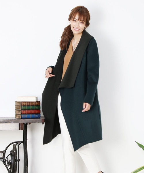 Filomo（フィローモ）の「[Filomo]カシミヤブレンドウールラップコート（その他アウター・レディース・ネイビー/オリーブ・FREE）」の10枚目の写真
