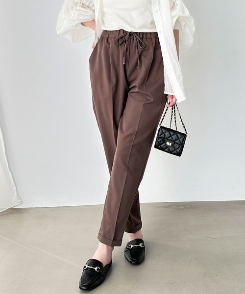 美品　ゴーシュ　ブラウン　リネン　タックテーパード　8分丈パンツ　Lサイズ相当 楽天市場】【限定！50%OFFクーポンで1500円】SC-MTサイズ[低身長