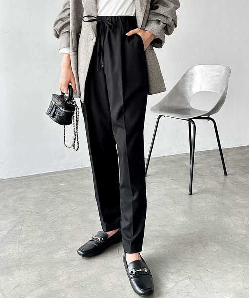 セール】楽ちんなのにきれい魅せ！美脚タックテーパードパンツ  