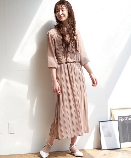 Incede インシード の バルーンスリーブ ジョーゼットプリーツワンピース ワンピース Wear