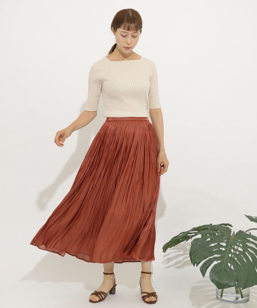 SENSE OF PLACE by URBAN RESEARCH（センスオブプレイスバイアーバンリサーチ）の「オーガニックコットンスクエアネックセーター（ニット/セーター・レディース・ブラウン/アイボリー/ラベンダー/ライトカーキ/ブラック・FREE）」の8枚目の写真