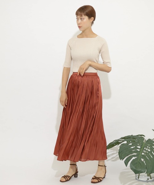 SENSE OF PLACE by URBAN RESEARCH（センスオブプレイスバイアーバンリサーチ）の「オーガニックコットンスクエアネックセーター（ニット/セーター・レディース・ブラウン/アイボリー/ラベンダー/ライトカーキ/ブラック・FREE）」の9枚目の写真