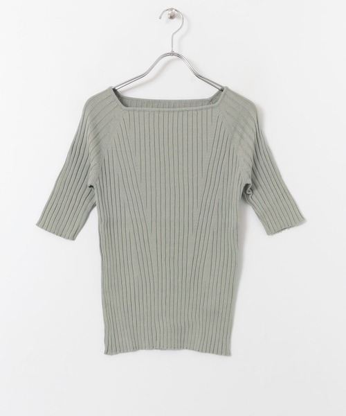 SENSE OF PLACE by URBAN RESEARCH（センスオブプレイスバイアーバンリサーチ）の「オーガニックコットンスクエアネックセーター（ニット/セーター・レディース・ブラウン/アイボリー/ラベンダー/ライトカーキ/ブラック・FREE）」の13枚目の写真