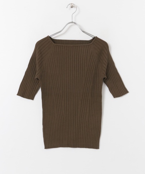 SENSE OF PLACE by URBAN RESEARCH（センスオブプレイスバイアーバンリサーチ）の「オーガニックコットンスクエアネックセーター（ニット/セーター・レディース・ブラウン/アイボリー/ラベンダー/ライトカーキ/ブラック・FREE）」の14枚目の写真
