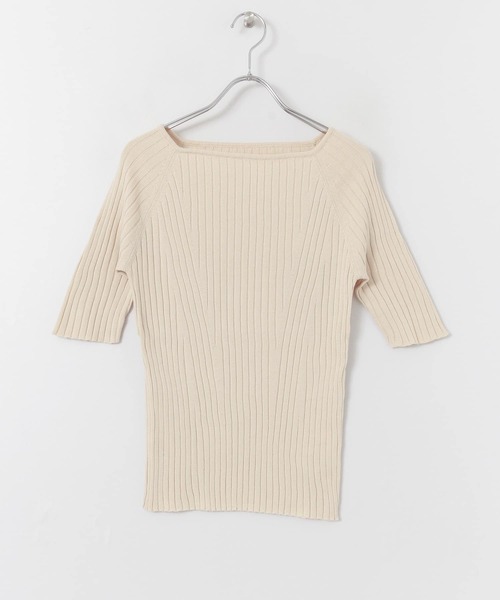 SENSE OF PLACE by URBAN RESEARCH（センスオブプレイスバイアーバンリサーチ）の「オーガニックコットンスクエアネックセーター（ニット/セーター・レディース・ブラウン/アイボリー/ラベンダー/ライトカーキ/ブラック・FREE）」の15枚目の写真