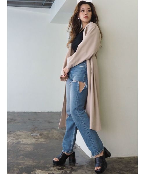 EVRIS（エヴリス）の「カットアウトデニムパンツ（デニムパンツ・レディース・ライトブルー/インディゴブルー・SMALL/MEDIUM）」の15枚目の写真