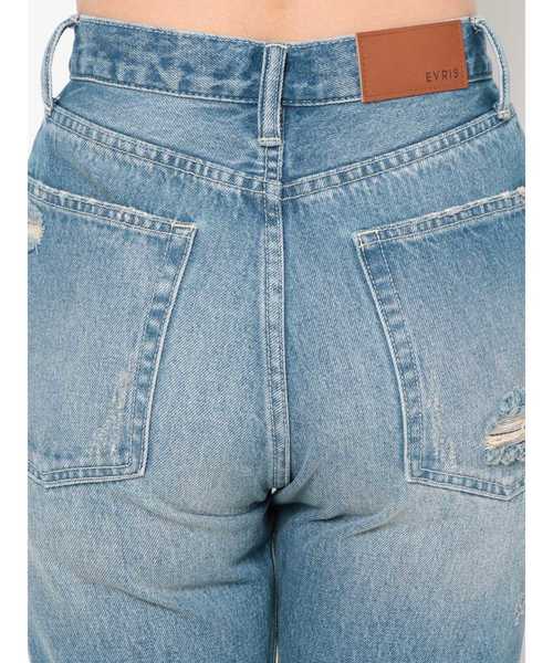 EVRIS（エヴリス）の「カットアウトデニムパンツ（デニムパンツ・レディース・ライトブルー/インディゴブルー・SMALL/MEDIUM）」の9枚目の写真