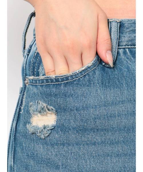 EVRIS（エヴリス）の「カットアウトデニムパンツ（デニムパンツ・レディース・ライトブルー/インディゴブルー・SMALL/MEDIUM）」の8枚目の写真