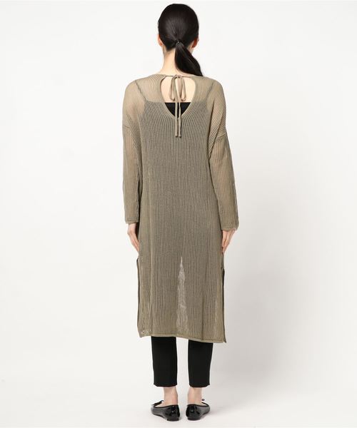 notch.（ノッチ）の「透かし編みニットワンピース（ワンピース・レディース・グリーン/オフホワイト/ブラック・M）」の5枚目の写真