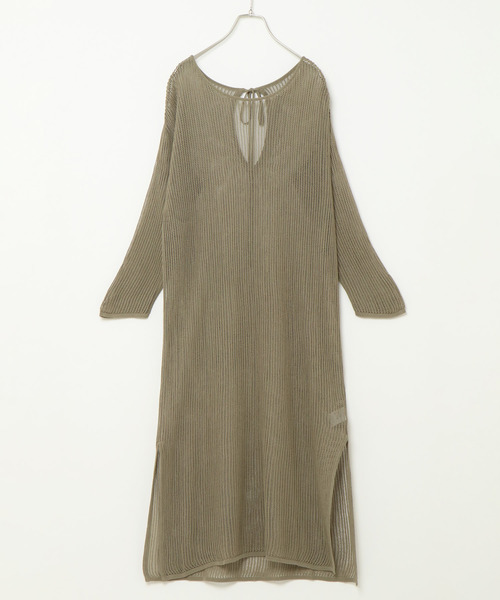 notch.（ノッチ）の「透かし編みニットワンピース（ワンピース・レディース・グリーン/オフホワイト/ブラック・M）」の8枚目の写真