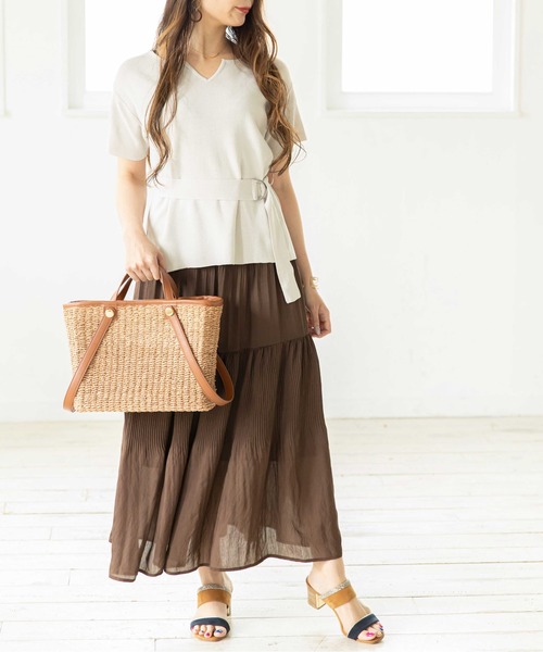 12Twelve Agenda(トゥエルブ アジェンダ)の「シャイニーボイルプリーツ切替スカート(スカート・レディース・ベージュ/ブラウン/ブルー・M)」の10枚目の写真