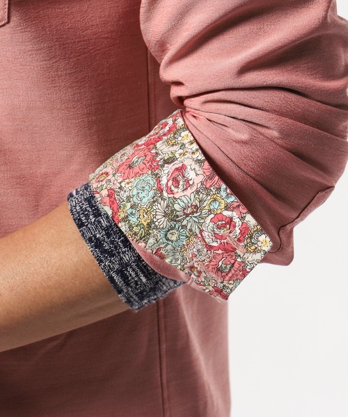 新品▼テットオム TETE HOMME▼立衿長袖リブストライプシャツ(M)