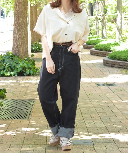 PairPair(ペアペア)の「ポケット付き開襟シャツ(シャツ/ブラウス・レディース・ブルー/アイボリー/モカ・FREE)」の5枚目の写真