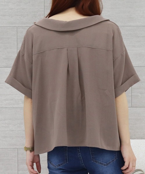 PairPair(ペアペア)の「ポケット付き開襟シャツ(シャツ/ブラウス・レディース・ブルー/アイボリー/モカ・FREE)」の13枚目の写真