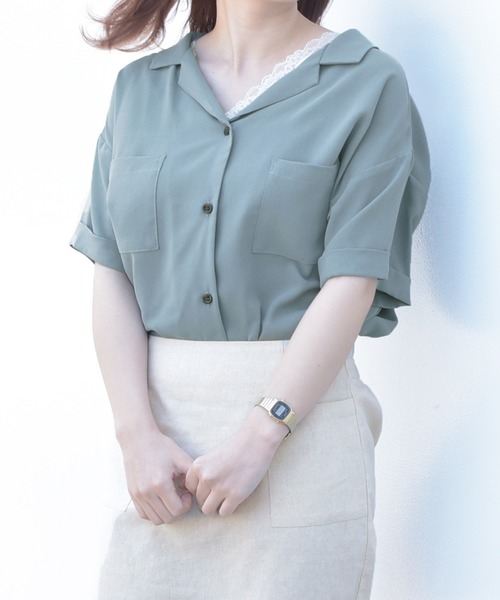 PairPair(ペアペア)の「ポケット付き開襟シャツ(シャツ/ブラウス・レディース・ブルー/アイボリー/モカ・FREE)」の16枚目の写真