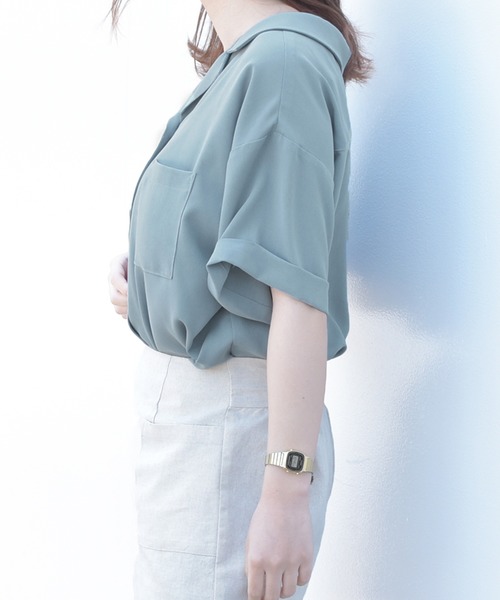 PairPair(ペアペア)の「ポケット付き開襟シャツ(シャツ/ブラウス・レディース・ブルー/アイボリー/モカ・FREE)」の17枚目の写真