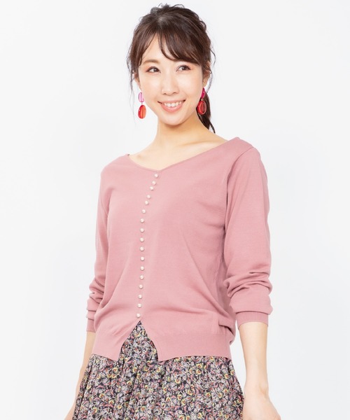 JETSET SOLO PLUS (ジェットセットソロプラス)の「パール釦2WAYニット(ニット/セーター・レディース・ブラック/グレー/スモークピンク・FREE)」の3枚目の写真