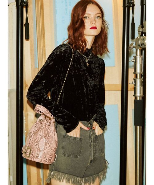 jouetie（ジュエティ）の「ライダースバケットBAG（ショルダーバッグ・レディース・ブラック/ピンク・FREE）」の4枚目の写真