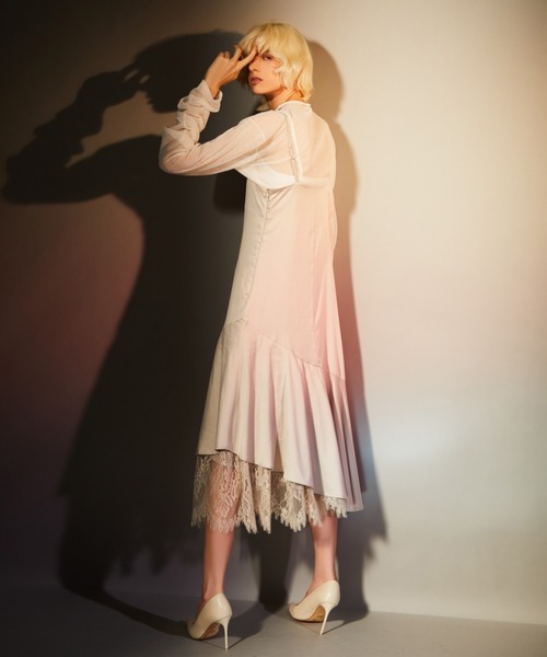 EIMY ISTOIRE（エイミーイストワール）の「レイヤードサテンフレアワンピース（ワンピース・レディース・グレー/ブラック/ベージュ・FREE）」の20枚目の写真