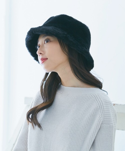 milsa（ミルサ）の「【milsa】Fake Fur Bucket Hat / 【ミルサ】エコファー　バケットハット（ハット・レディース・ブラック/レオパード/グレイッシュベージュ/ベージュ/アイボリー・M/57.5cm）」の18枚目の写真