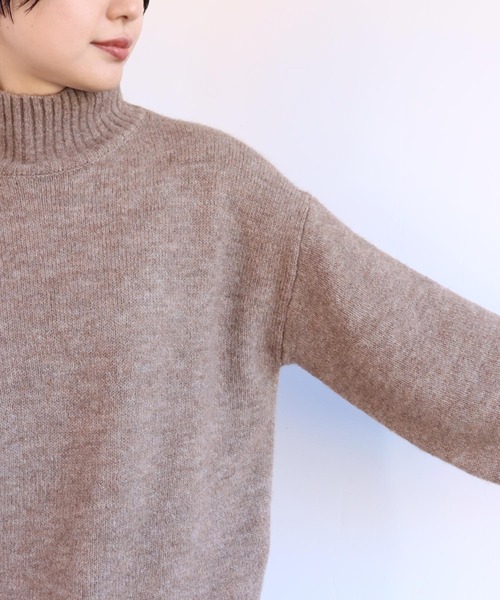 ストレッチハイネックニットトップス