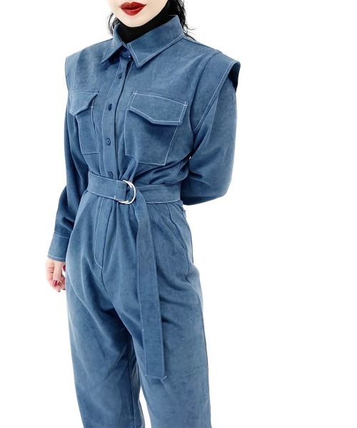LVEU.（ラブユ.）の「Stitch design jumpsuit / ステッチ