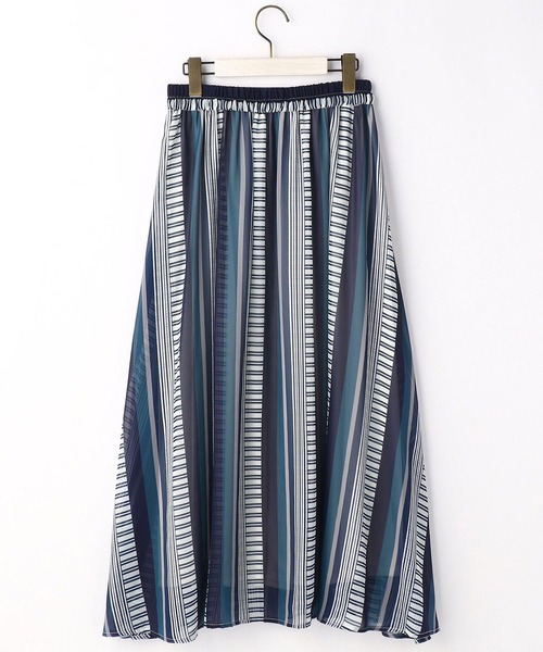 NICOLE white(ニコルホワイト)の「ストライプギャザースカート(スカート・レディース・レッド/ネイビー・FREE)」の9枚目の写真