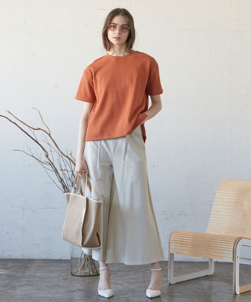 CLEARIMPRESSION （クリアインプレッション）の「《musee》ワッフルプルオーバー（Tシャツ/カットソー・レディース・ホワイト/ブラック/キャメル・フリー）」の11枚目の写真